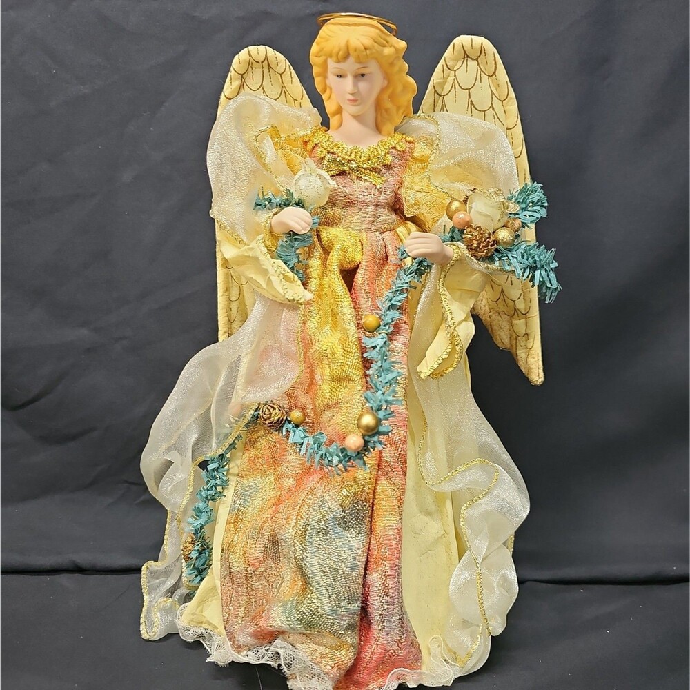 vintage holiday workshop Angel Tree Topper 12 Inch Porcelain Head Amd Hands